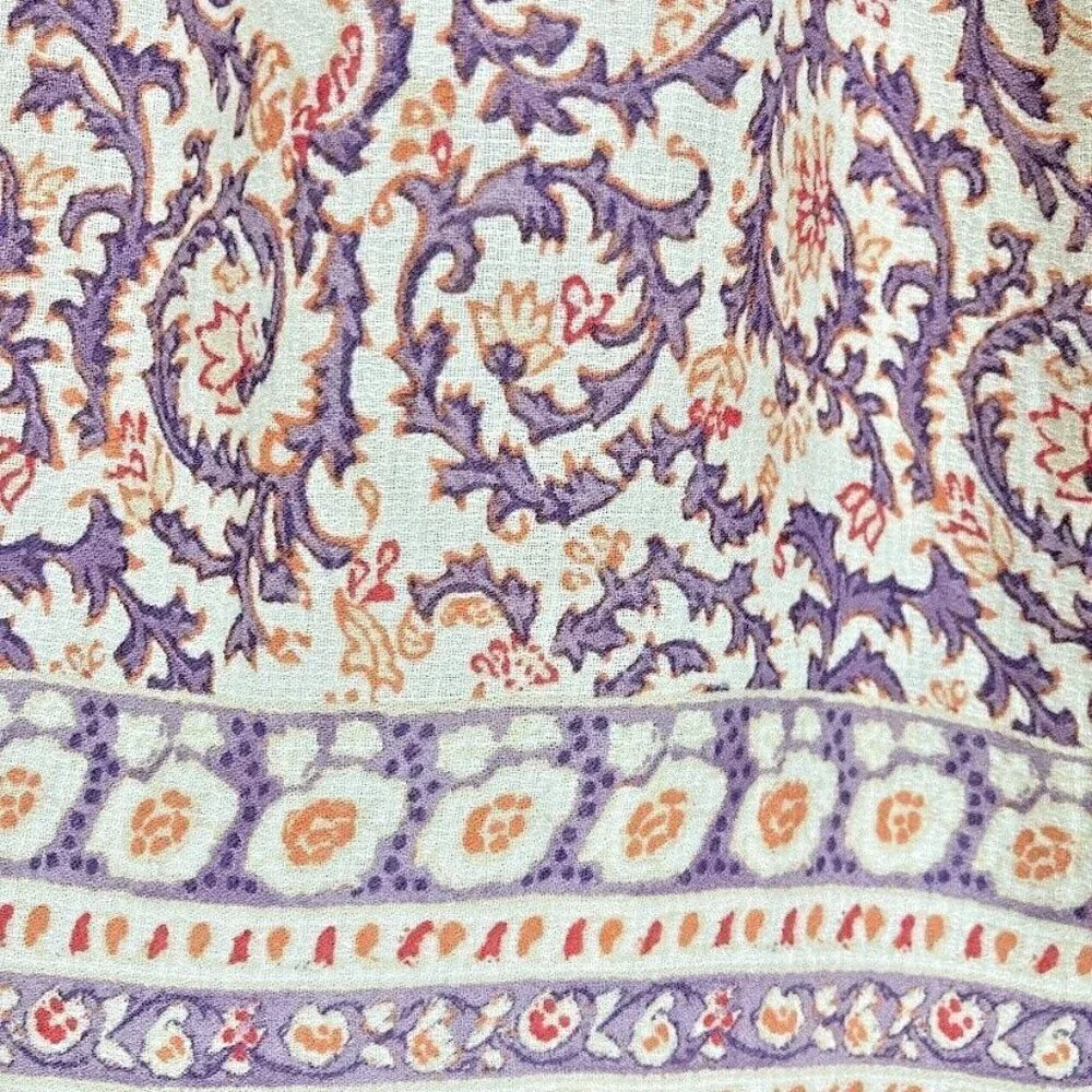 Lucky Brand Floral Print Blouse Lightweight Peasant Cottagecore Feminine Flowy S